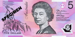 Australian 5 dollar front