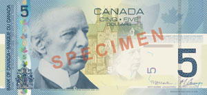 Front de 5 dollars canadiens