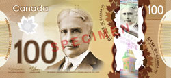 100 canadian dollar polymer note obverse