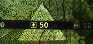 50 швейцарски франкаnote Осигурителна нишка2