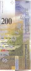 200 Швейцарски франка гръб