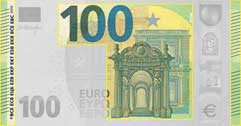 100 new euro raised print