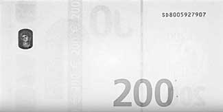 нови 200 евро банкнота Инфрачервени елементи гръб