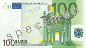 100 евро лице