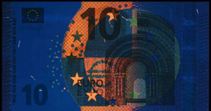 new 10 Euro note Special UV light (UV-C)