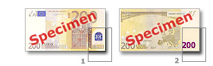 Spécimen de billet de 200 euros