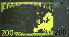 UV lumière verso billet 200 euro