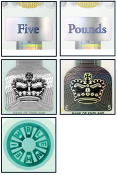 5 pounds banknote polymer foil patches