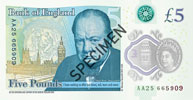 5 Pound sterling polymer note reverse