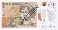 10 Pound sterling polymer note reverse