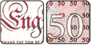Impression en relief d'un billet de 50 livres sterling