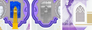 20 Pound Sterling polymer See-through windows