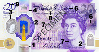 new 20 pound polymer specimen obverse