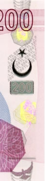 200 turkish lira note Holographic Stripe