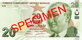 20 turkish lira note front