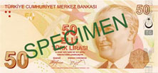 50 turkish lira note front