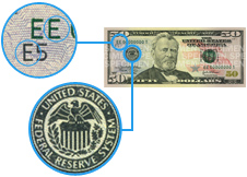 Indicateurs de la Réserve fédérale à cinquante dollars des États-Unis