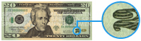 Encre à changement de couleur de 20 dollars des États-Unis