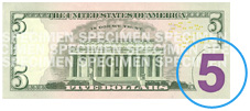 United States five dollar Low-Vision Feature