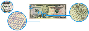 Micro impression à cinquante dollars des États-Unis