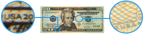 Micro impression à vingt dollars des États-Unis