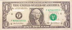 US one dollar bill obverse