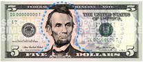 United States five dollar Portrait and Vignette