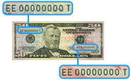 Numéros de série de 50 dollars des États-Unis