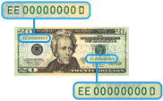 Numéros de série de vingt dollars des États-Unis