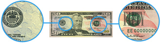 Symboles de liberté à cinquante dollars des États-Unis