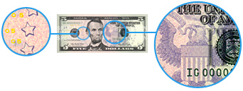 United States five dollar Symbols of Freedom